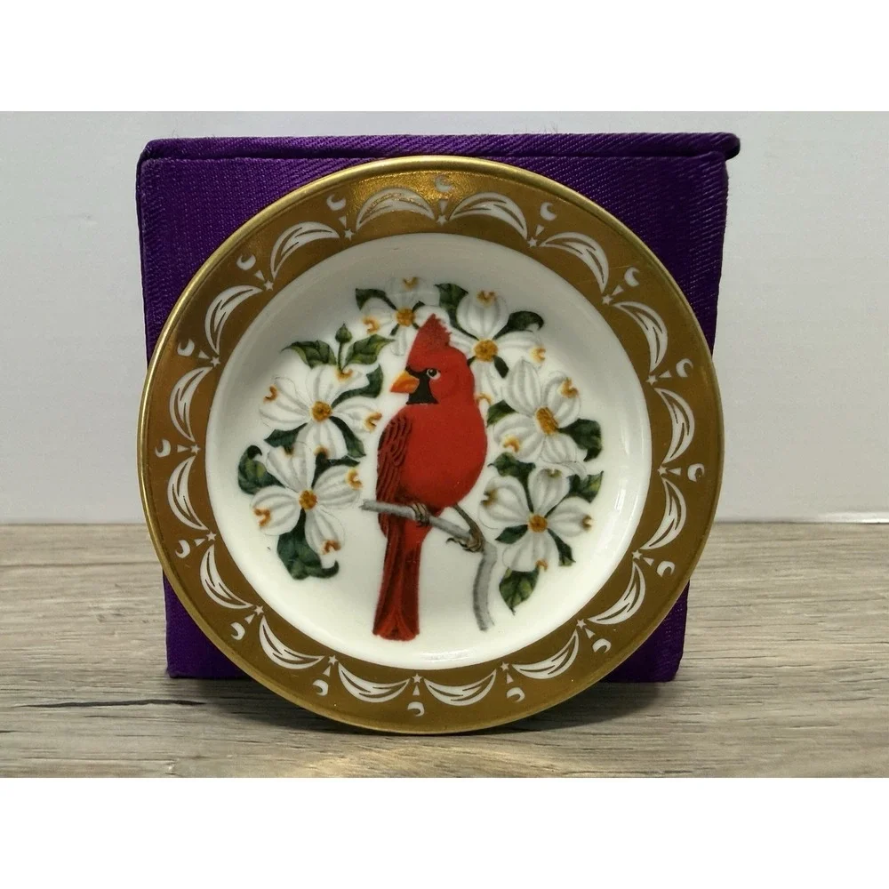 State Birds Flowers Franklin MINI Plate North Carolina Cardinal Dogwood 3